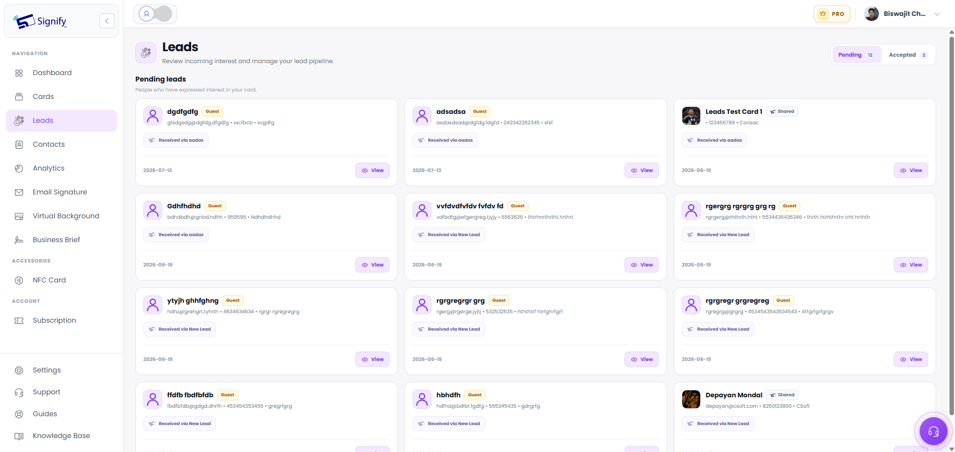 Signify Leads: Send, Receive, and Manage Business Card Leads — Signify Insights