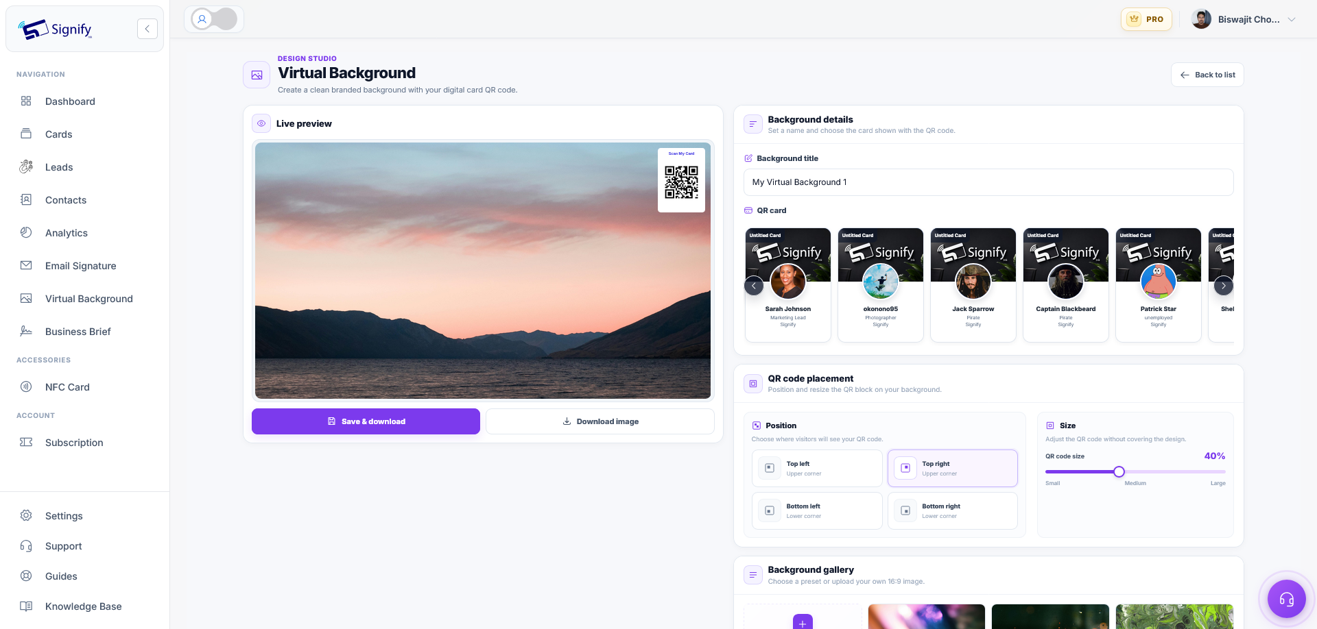 Signify Virtual Backgrounds: Share Your Digital Business Card on Video Calls — Signify Insights